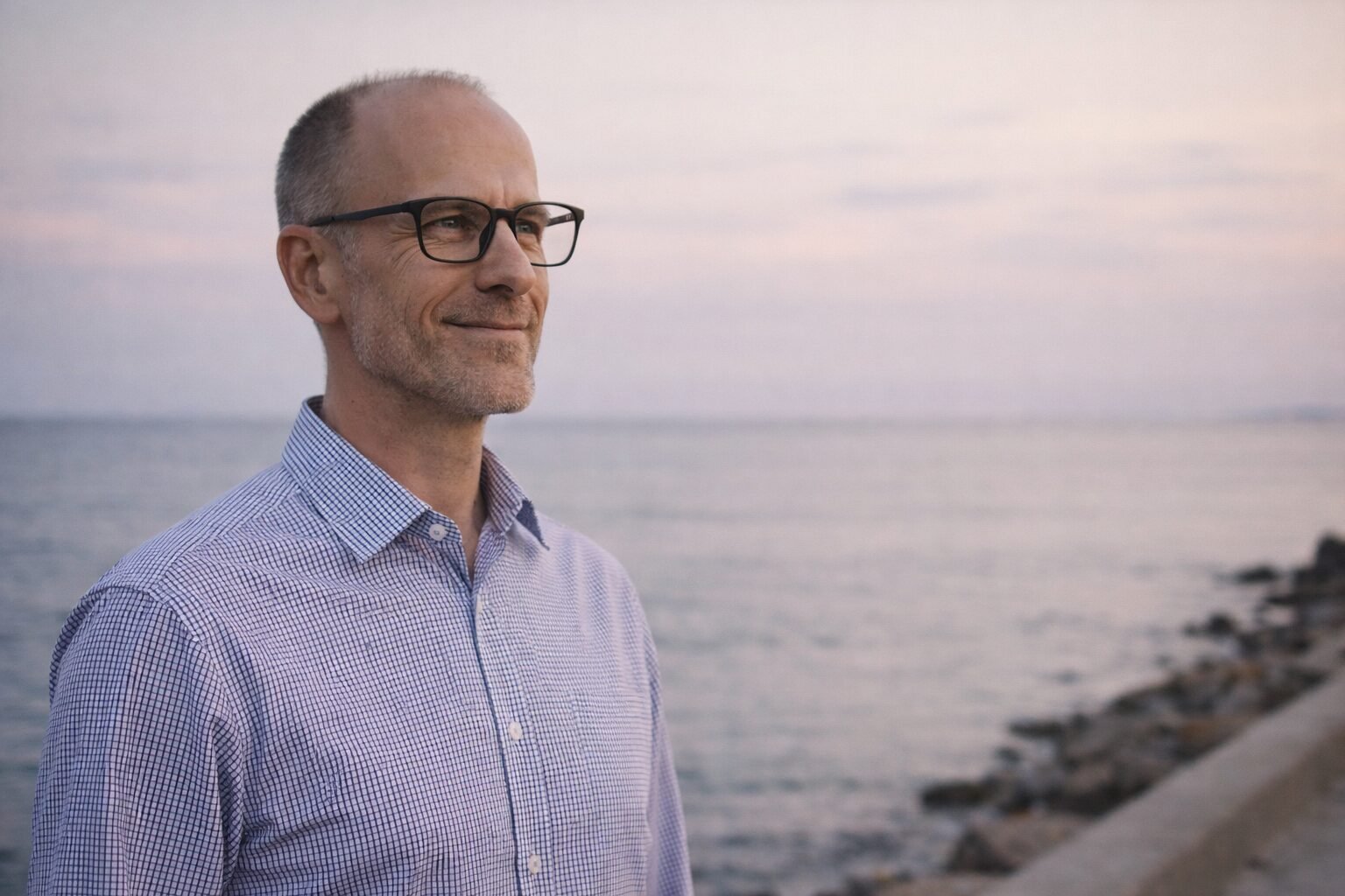 Mikael Lindback standing by the sea